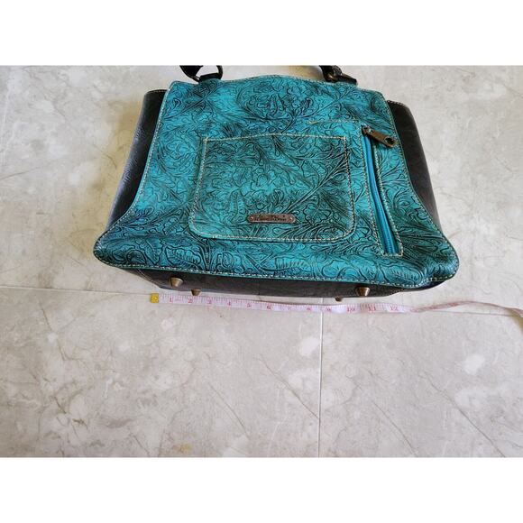 Montana West Concealed Carry Purse Turquoise And Black - Picture 8 of 11